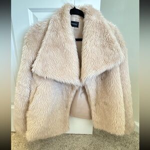 Women's Cream Faux Fur Coat